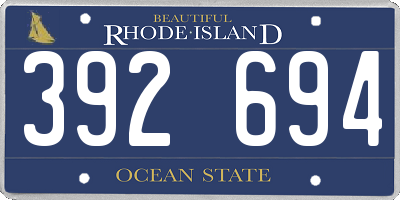 RI license plate 392694