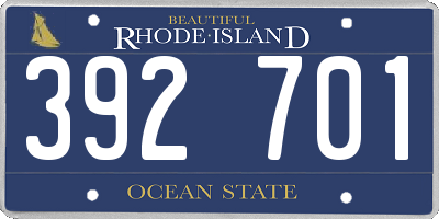 RI license plate 392701