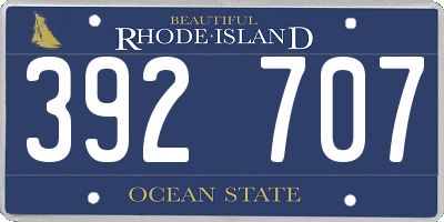 RI license plate 392707