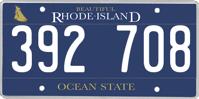 RI license plate 392708