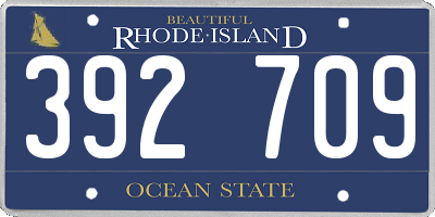 RI license plate 392709