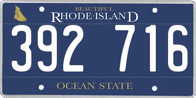 RI license plate 392716