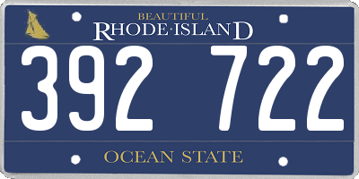 RI license plate 392722
