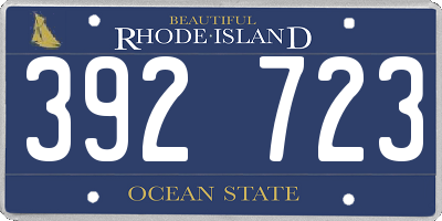 RI license plate 392723