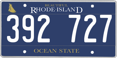 RI license plate 392727