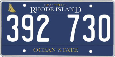 RI license plate 392730