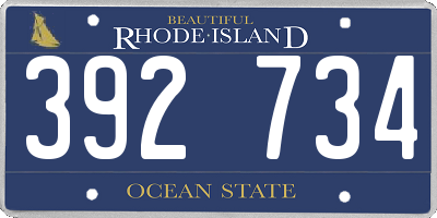 RI license plate 392734