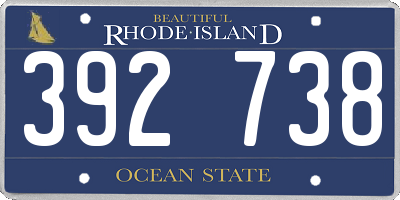 RI license plate 392738