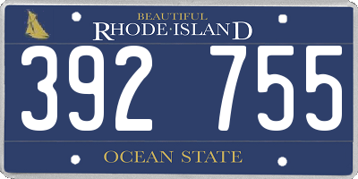 RI license plate 392755