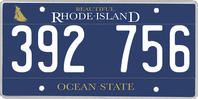 RI license plate 392756