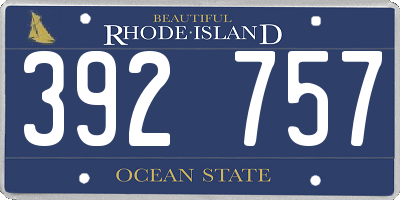RI license plate 392757
