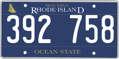 RI license plate 392758