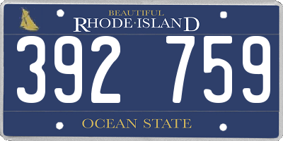 RI license plate 392759
