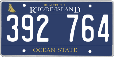 RI license plate 392764