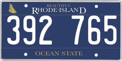 RI license plate 392765