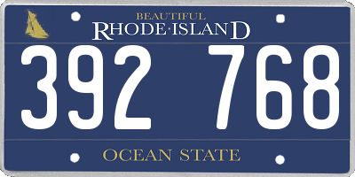 RI license plate 392768
