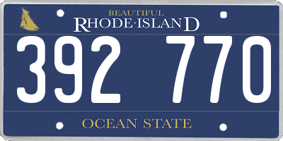 RI license plate 392770