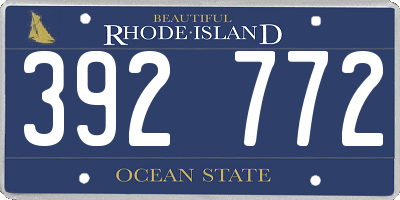RI license plate 392772