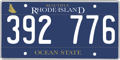 RI license plate 392776