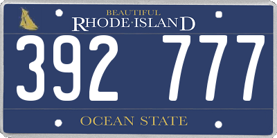 RI license plate 392777