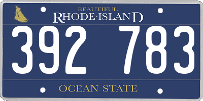 RI license plate 392783