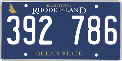 RI license plate 392786