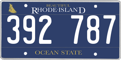 RI license plate 392787