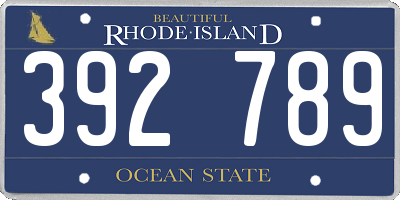 RI license plate 392789