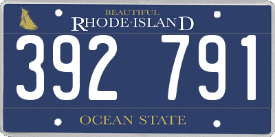 RI license plate 392791