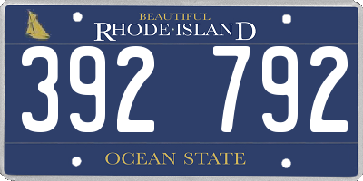 RI license plate 392792