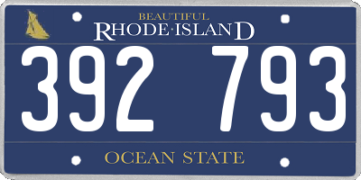 RI license plate 392793