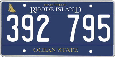 RI license plate 392795
