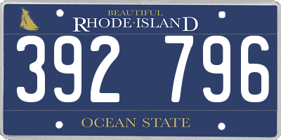 RI license plate 392796
