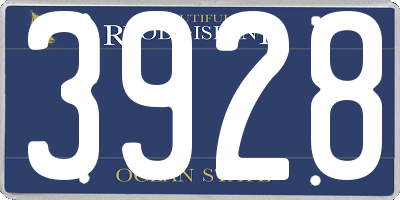 RI license plate 3928