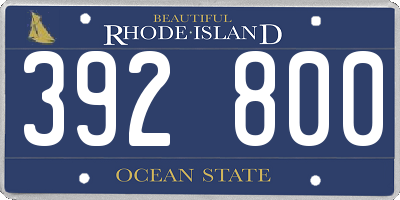 RI license plate 392800