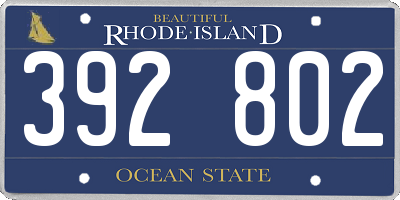 RI license plate 392802