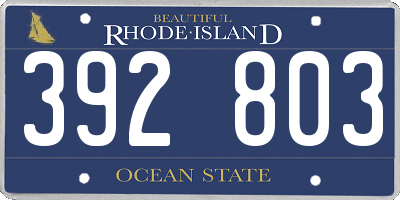 RI license plate 392803