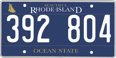 RI license plate 392804