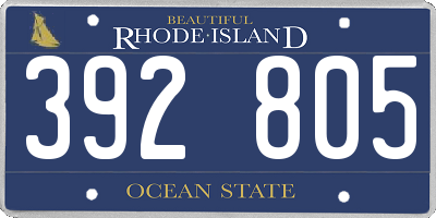 RI license plate 392805