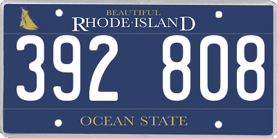 RI license plate 392808