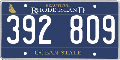 RI license plate 392809