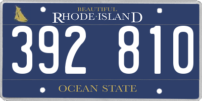 RI license plate 392810