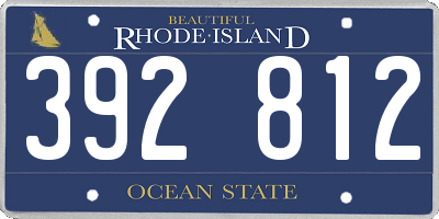 RI license plate 392812