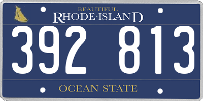 RI license plate 392813