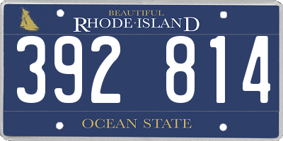 RI license plate 392814
