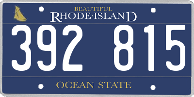 RI license plate 392815