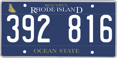 RI license plate 392816