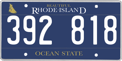 RI license plate 392818