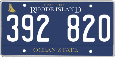 RI license plate 392820