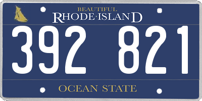 RI license plate 392821